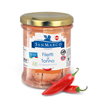 TONNO AL PEPERONCINO IN OLIO DI OLIVA - VASO DA 200 GR.