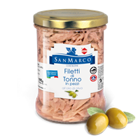TONNO IN PEZZI IN OLIO DI OLIVA - VASO DA 300 GR.