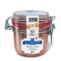 ALICI DISTESE IN OLIO DI OLIVA - VASO ERMETICO DA 230 GR.