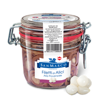 ALICI ARROTOLATE ALLA CIPOLLA IN OLIO DI OLIVA - VASO ERMETICO DA 230 GR
